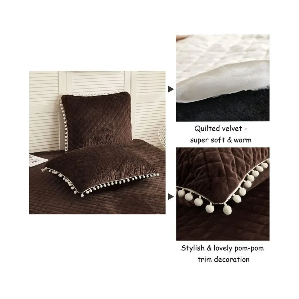 LIFEREVO Luxury Solid Plush Shaggy Duvet Cover Set Zipper Closure (Dark Brown)